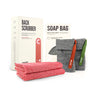 Exfoliating Set: Soap Pouch and Red Exfoliating Back Scrubber