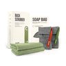2 Pieces Green Exfoliating Back Scrubber with Soap Pouch and Soap Saver Pocket