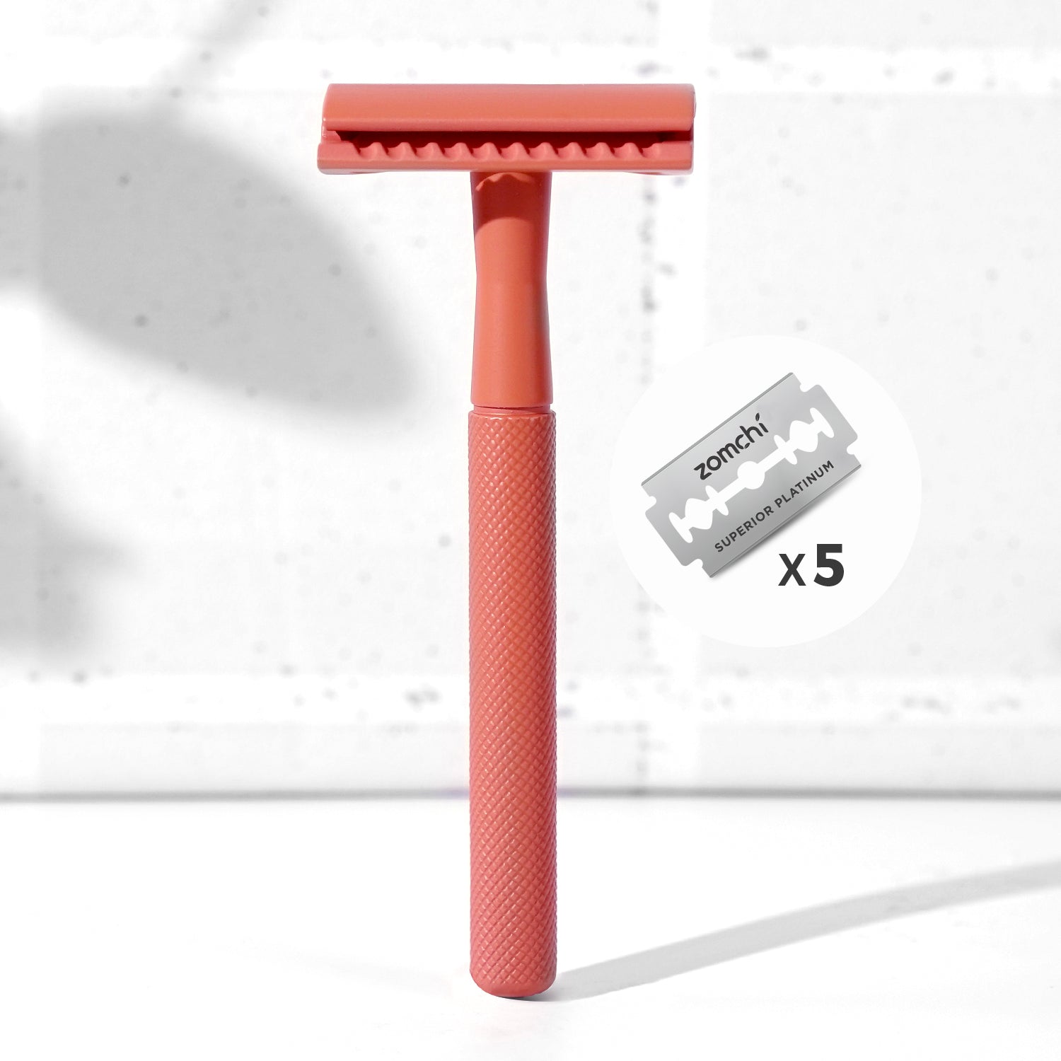 ZOMCHI Red Reusable safety razor with 5 counts razor blades