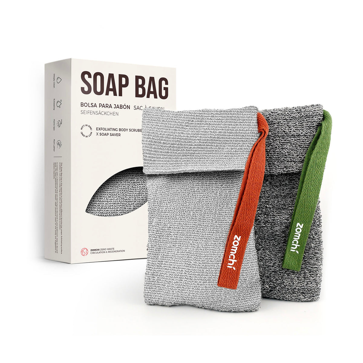 ZOMCHI deep exfoliating soap saver pouch for bar soap