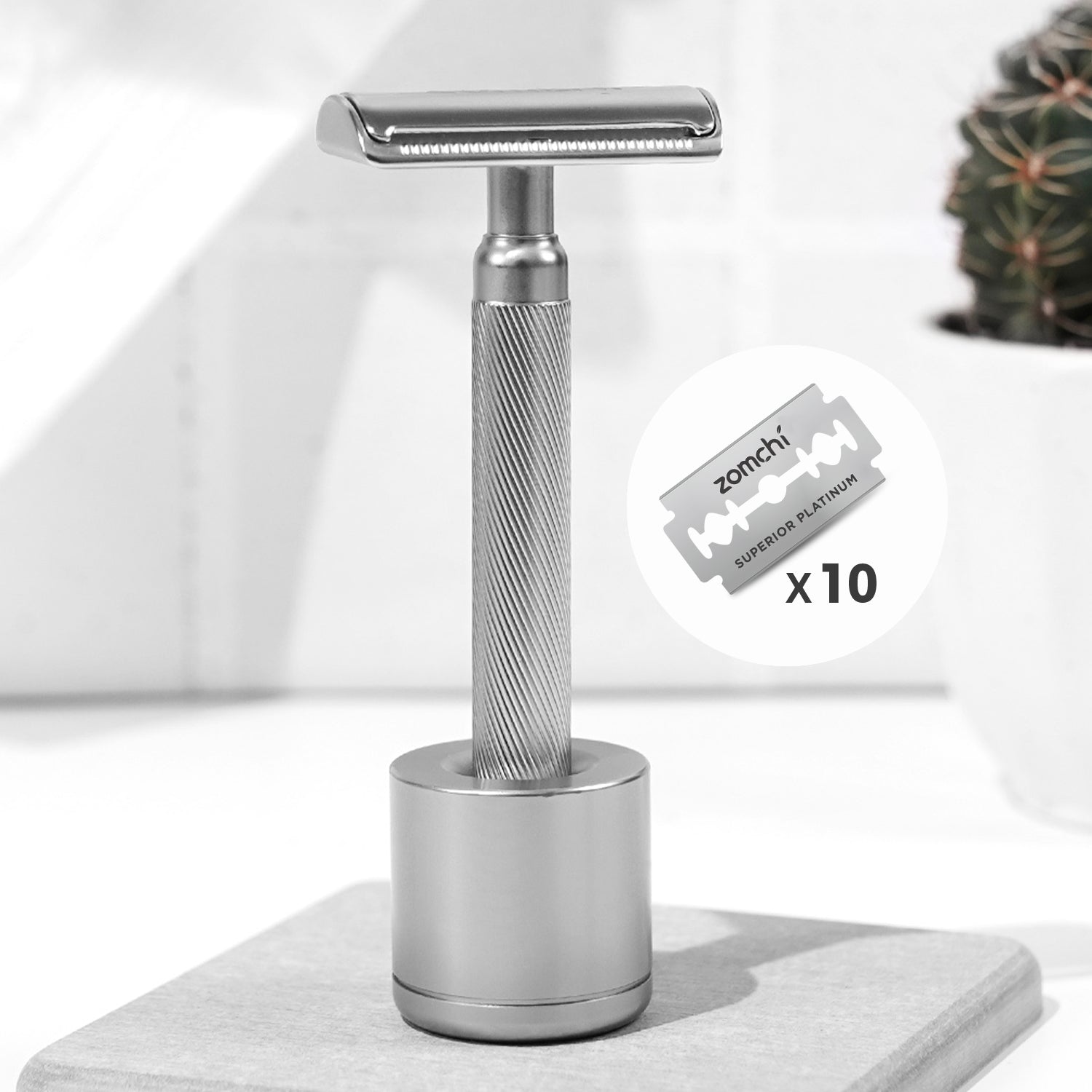 Noble Silver Reusable Safety Razor For Women Razor With A Metal Stand ...