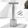 Noble Silver Double Edge Safety Razor With Stand and 10 counts razor blades