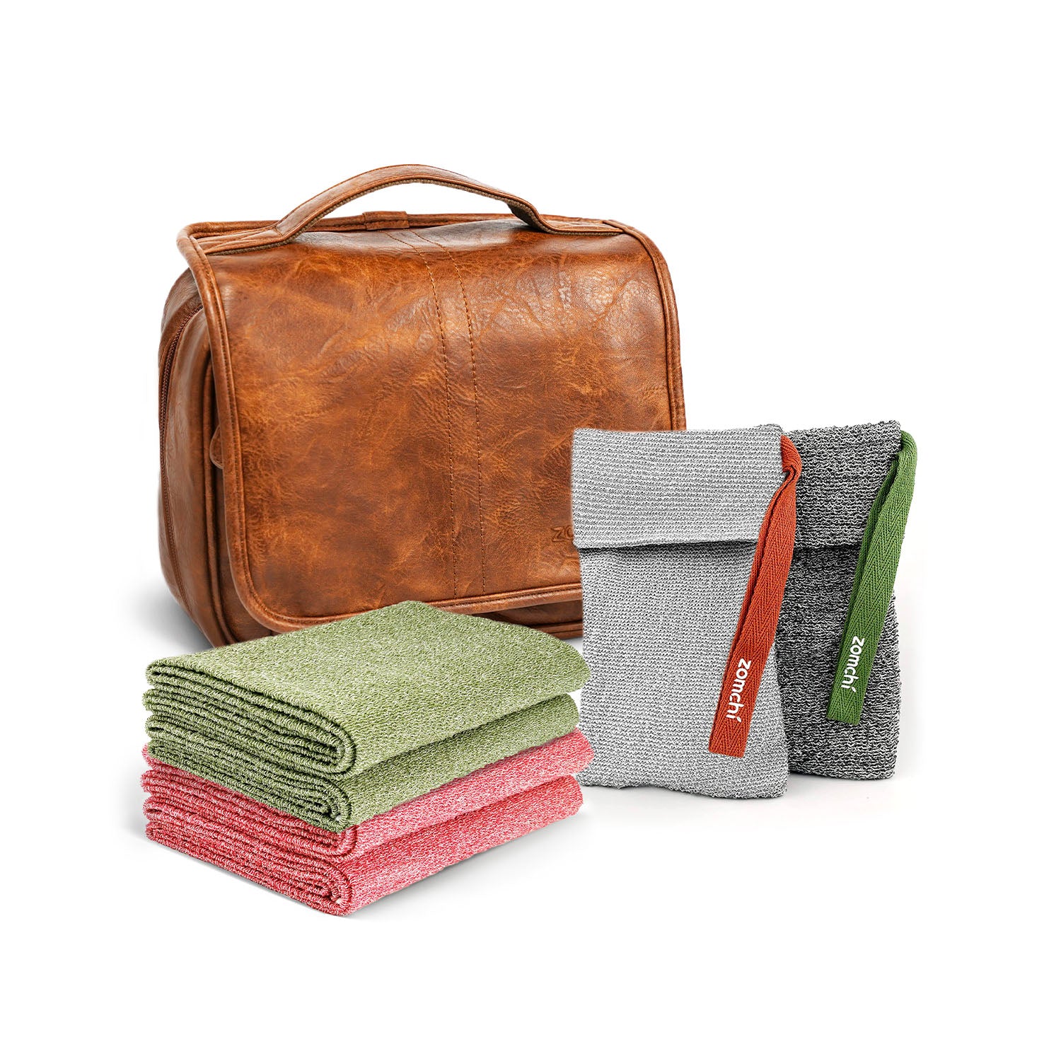 Travel Set:Hanging Toiletry Bag + Soap Pouch + Back Scrubber