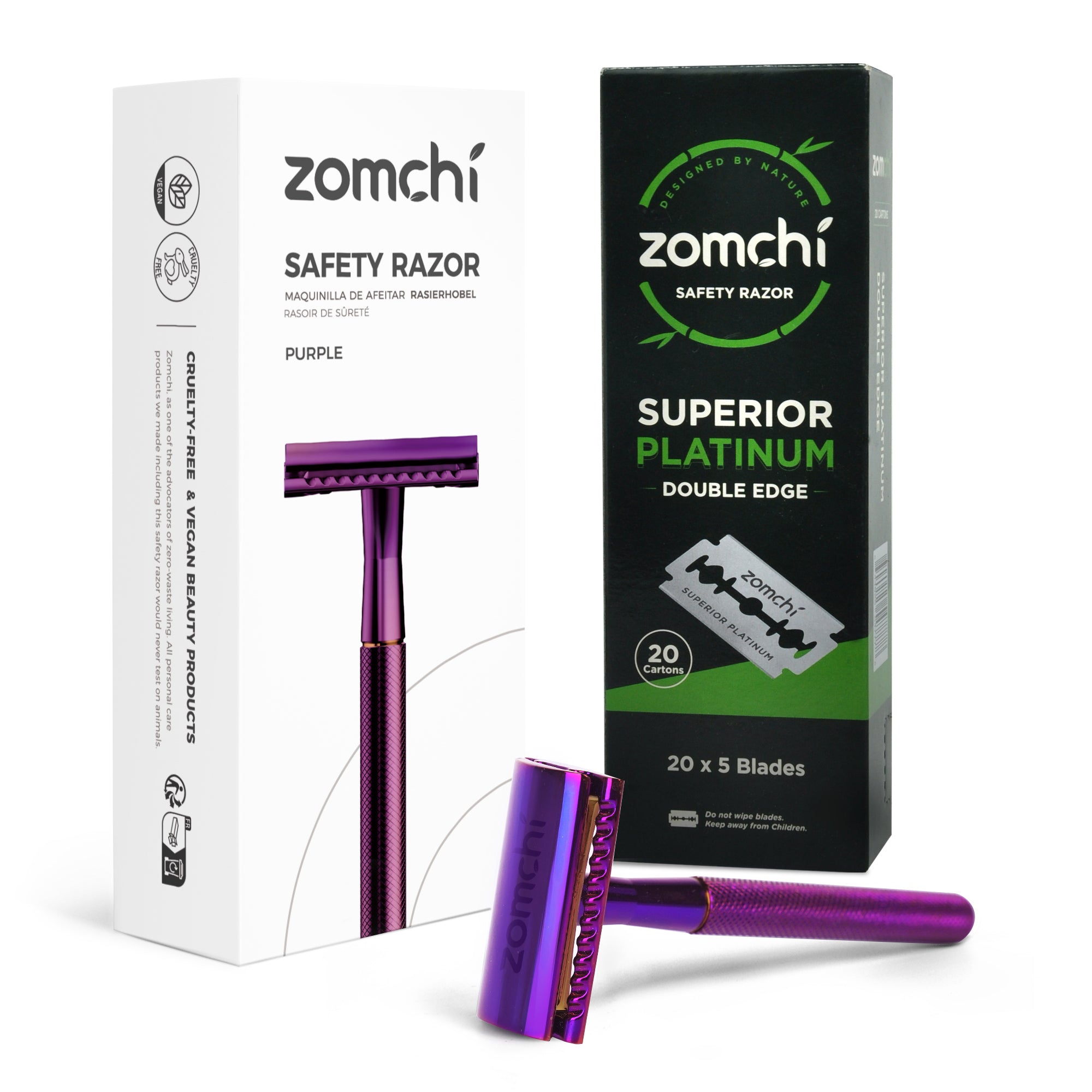Purple Safety Razor With 100 Counts Blades