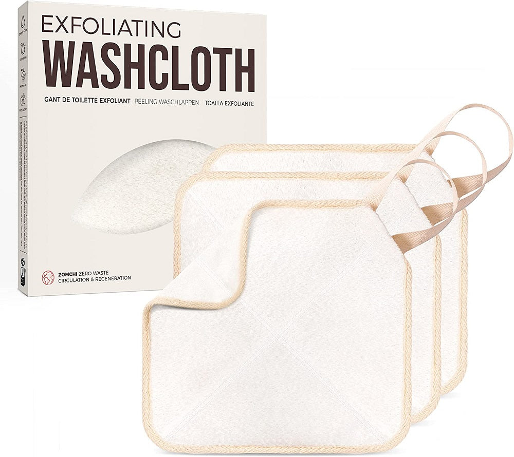 White 3 Pack Exfoliating Washcloth For Women &Men With Packing Box