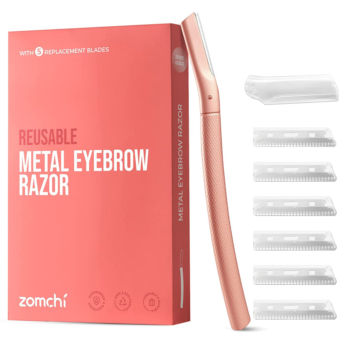Gold Razor 8 Rose Gold Eyebrow Razor with Razor Blade Bank – ZOMCHI
