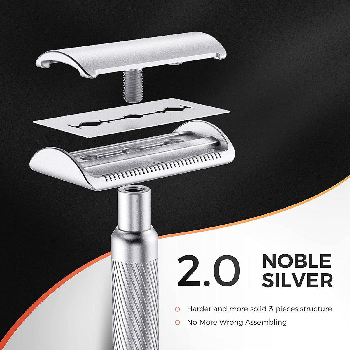 Clix Resusable Razor Noble Silver Reusable Safety Razor For Women Razor With A Metal Stand ...