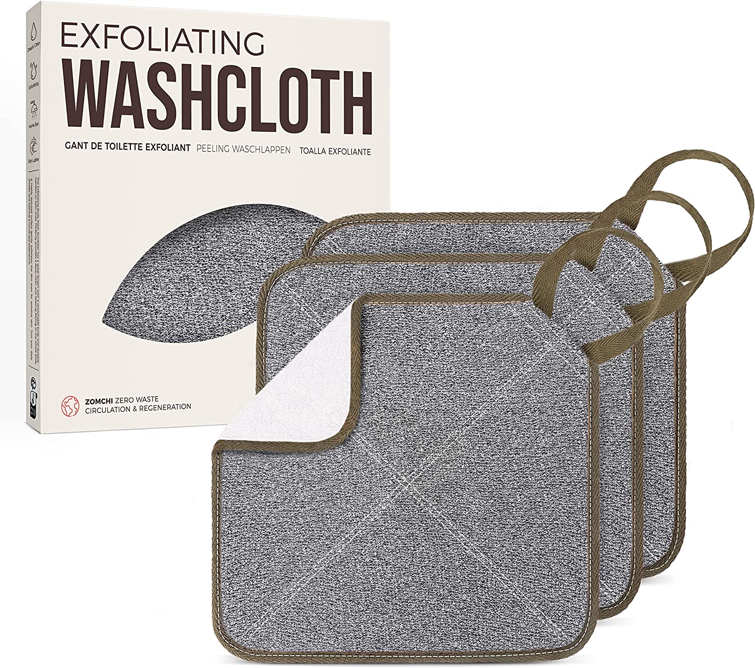 3 Pack Smoke Exfoliating Washcloth  With Packing Box