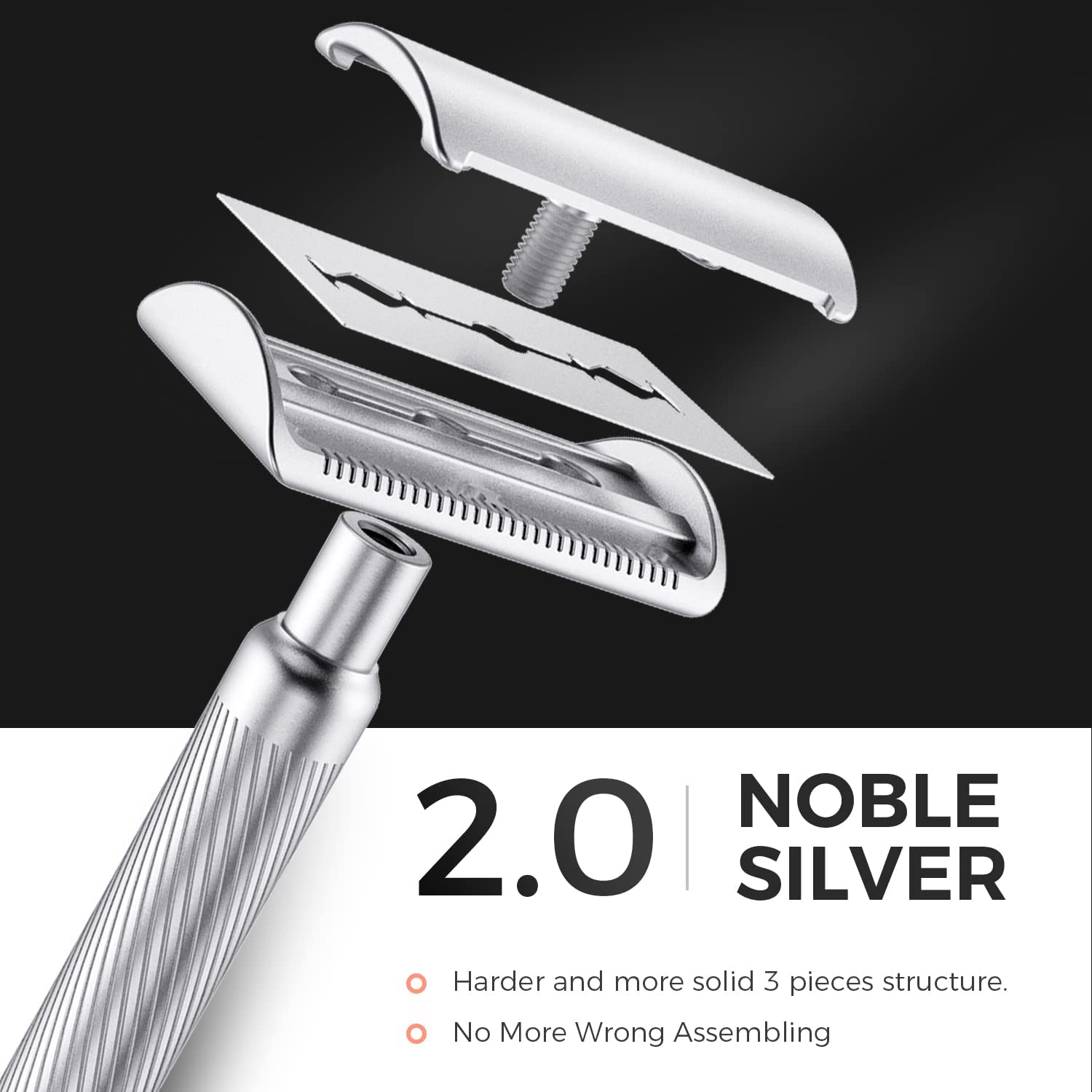 Noble silver double edge safety razor combination