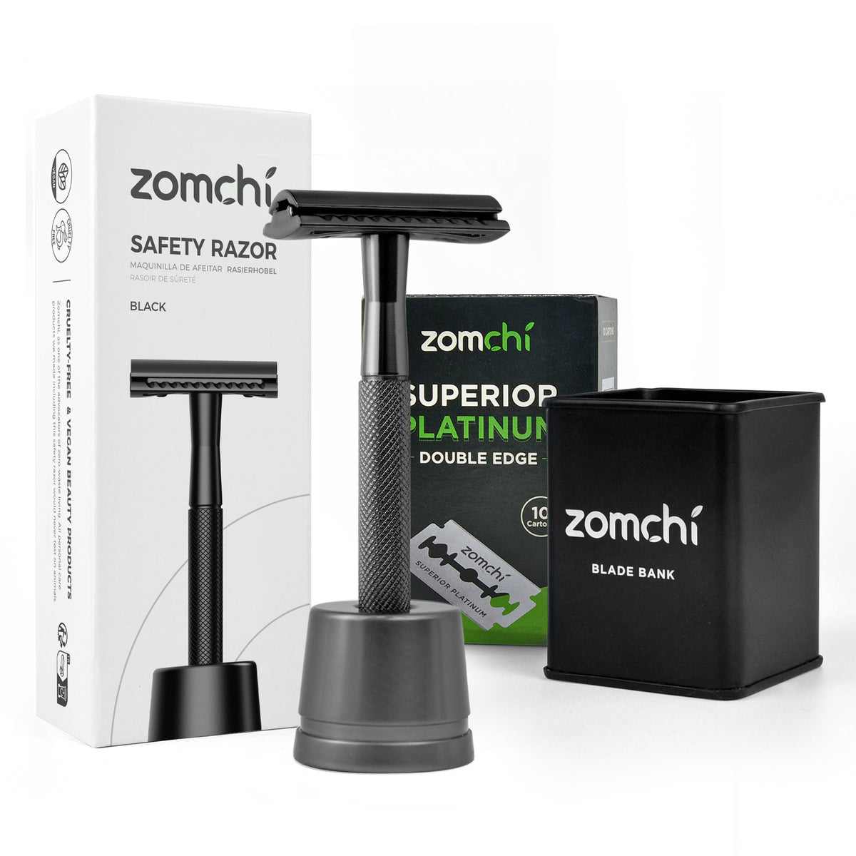 Bluefish Zero Razor Zero Waste Reusable Shaving Safety Razor With Stand For Women Legs + 5 ...