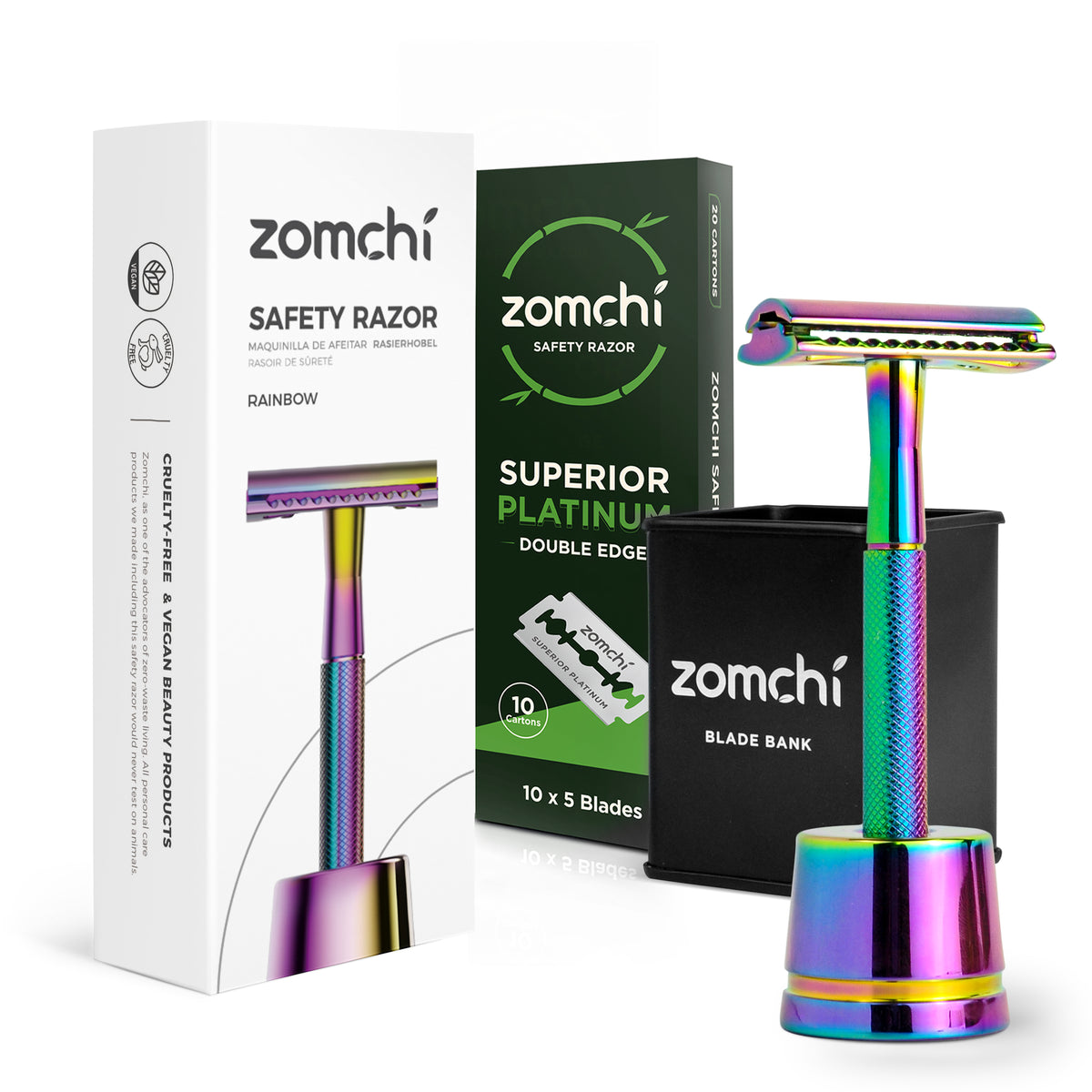 65 Razorblade Gradient Neon Metal Safety Razor for Women+50 Counts Safety Razor ...