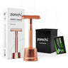 Rose Gold Safety Razor With Stand And Banks And 5 Counts Blades