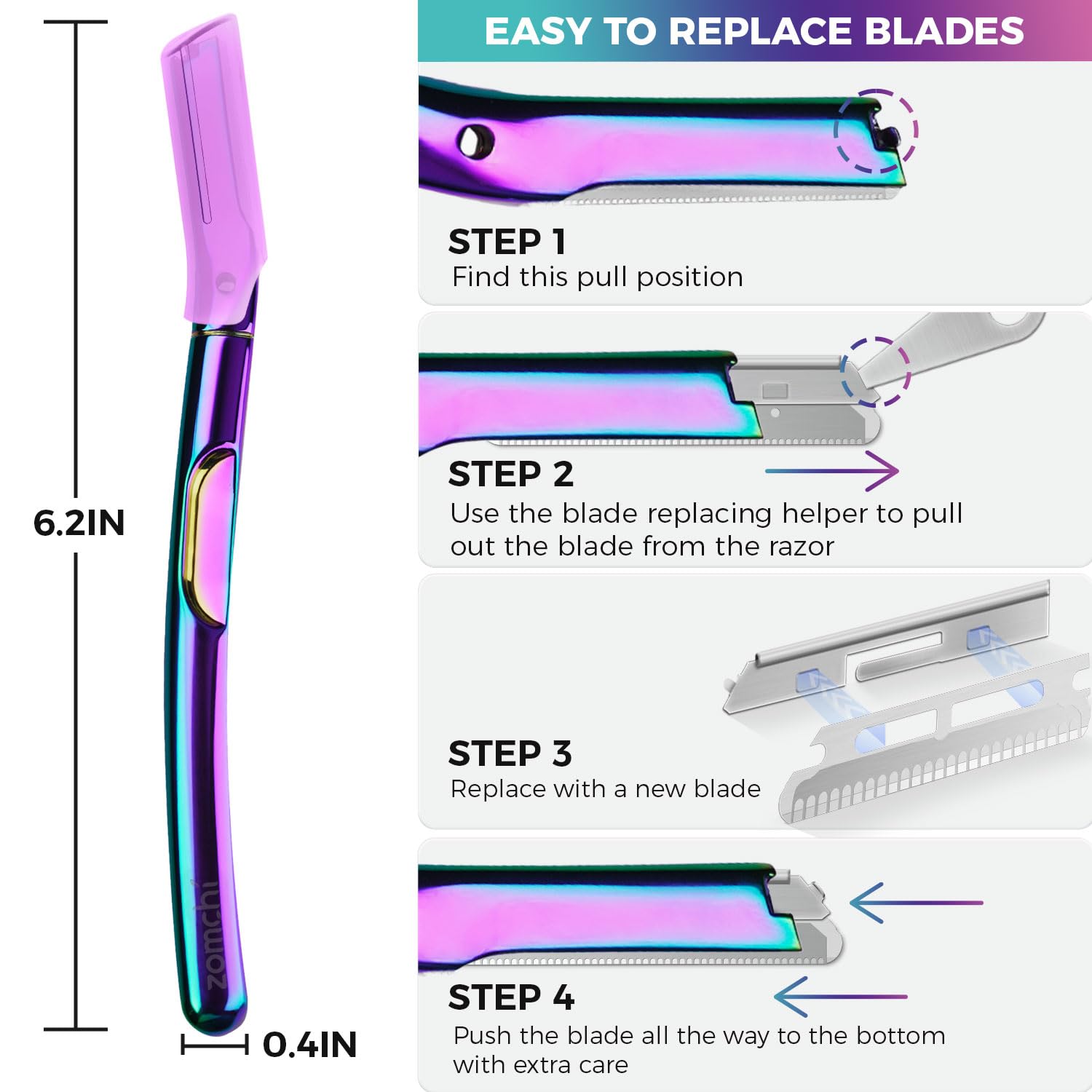 ZOMCHI Dermaplane Razor for Women Face, Premium Facial Razor