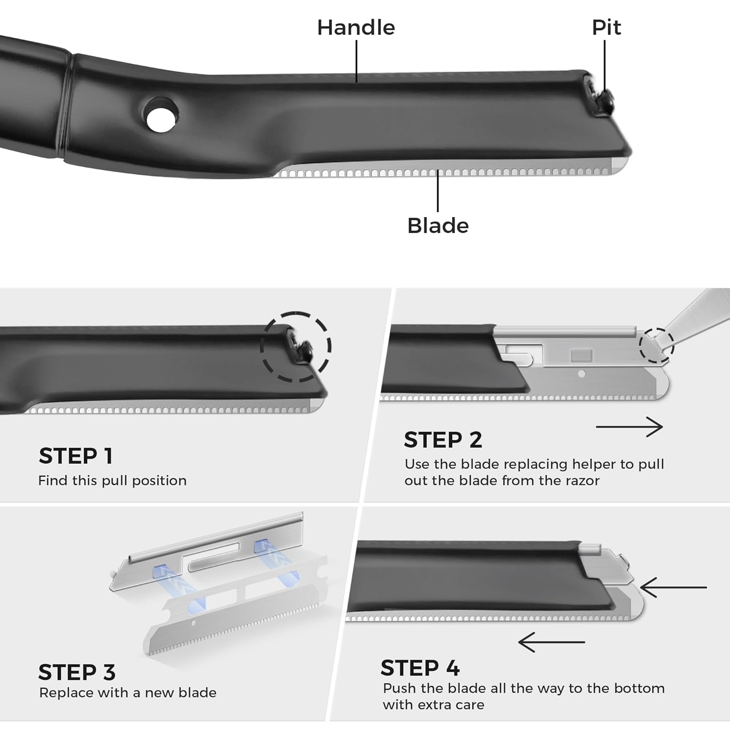 ZOMCHI Reusable Metal Dermaplane Tool Refills, Set of 10 Replacement B