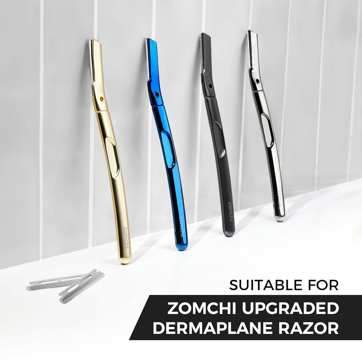 Dermaplane Razor Printed Pattern ZOMCHI Dermaplaning Razor Refills, Set of 10 Replacement Blades (Wide