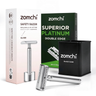 ZOMCHI Noble Silver 2.0 Version Double Edge Safety Razor with 50/100 Counts Razor Blades and Blade  Bank