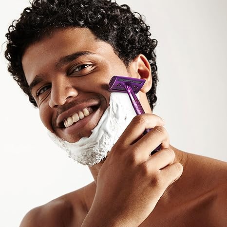ZOMCHI Purple Double Edge Safety Razor with Stand,Reusable,10 Blades,U