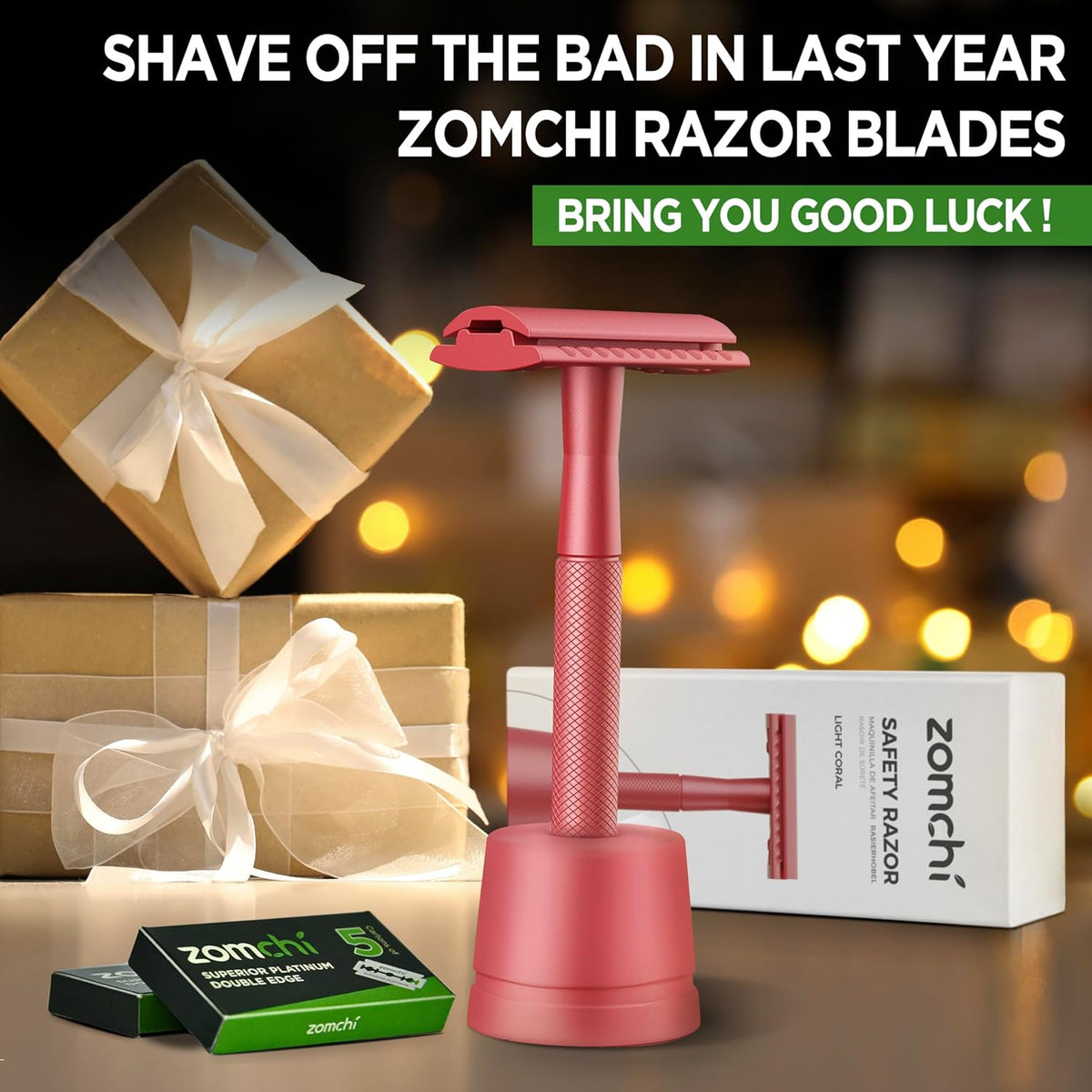 ZOMCHI Double Edge Safety Razor with Stand for Men, Women's Safety Sha