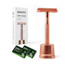 Zomchi rose gold Reusable Plastic Free Double Edge Razor with 10 double edged safety razor blades and holder For Women 