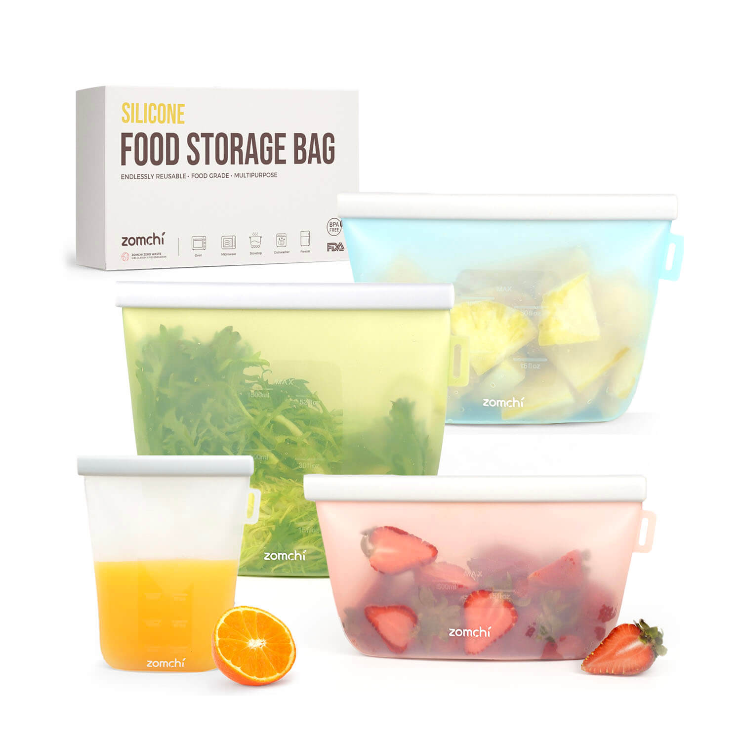 Zomchi Reusable Food Storage Bags