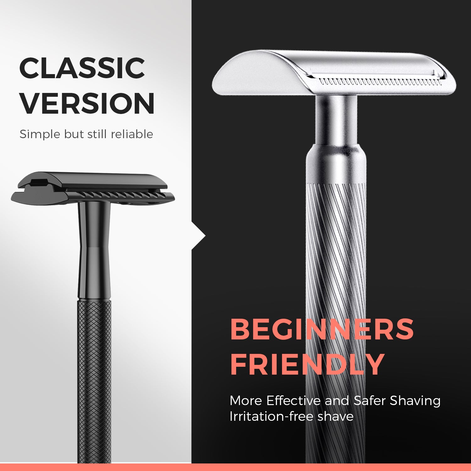 Noble Silver Reusable Plastic Free Double Edge Razor Shaving For