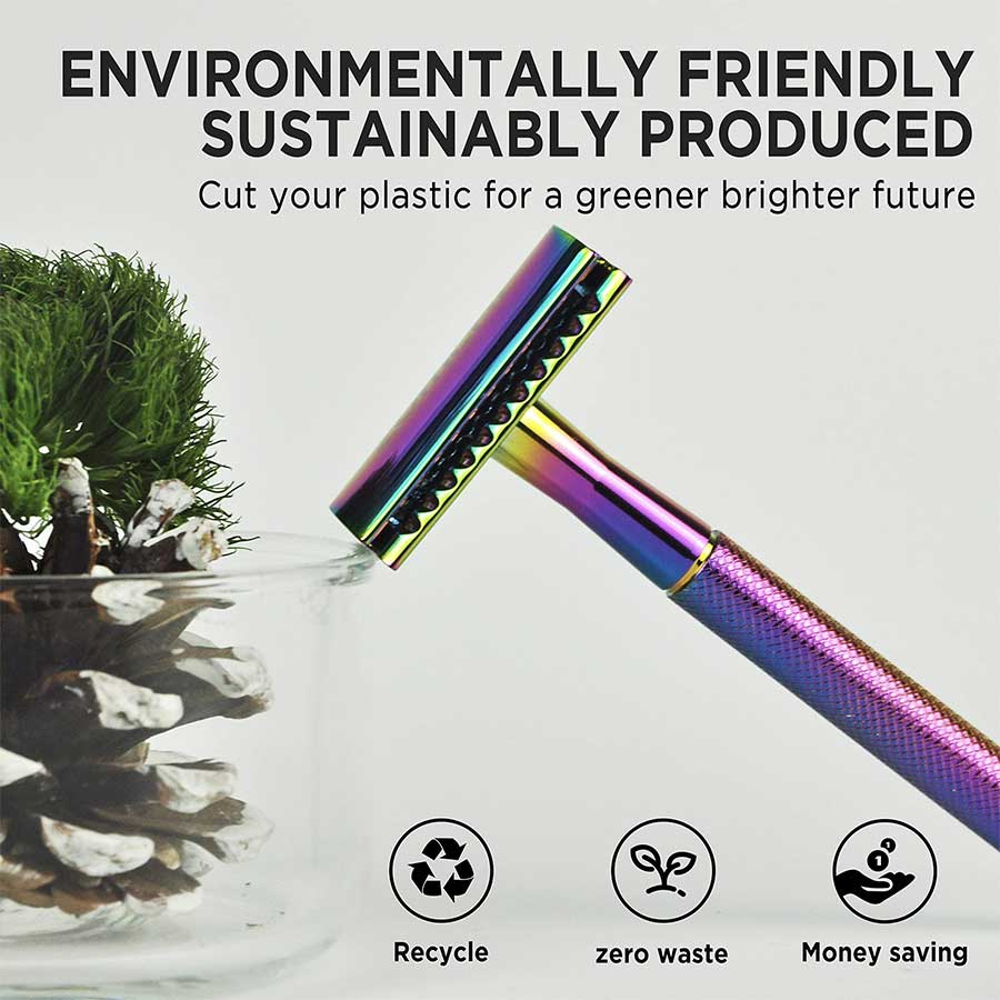 Couple Safety Double Edge Razor with 10 blades set-Rainbow&Black