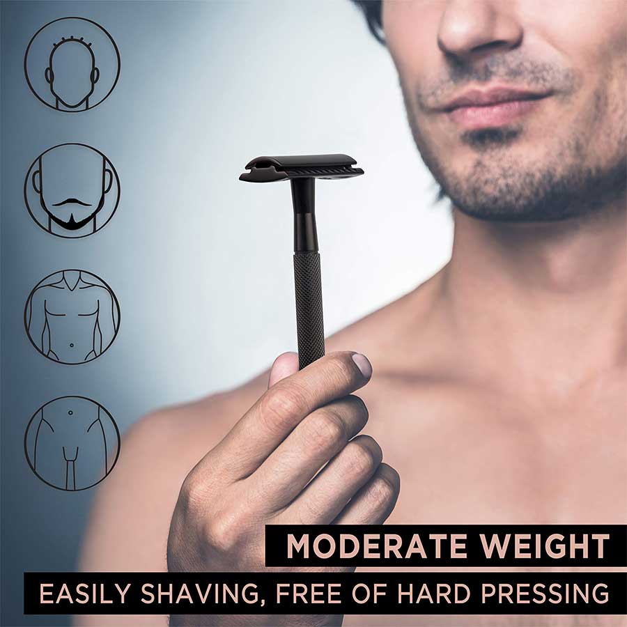 Zomchi Black Safety Razor Moderate Weight Easily Shaving Free Of Hard Pressing