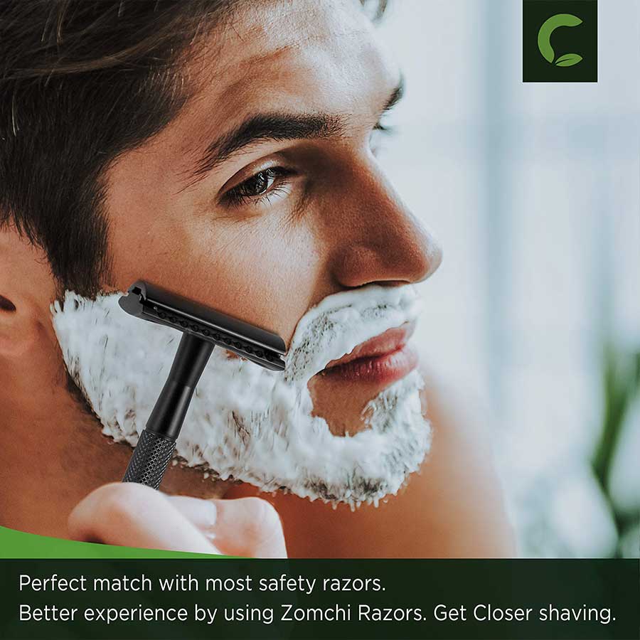 Perfect shaving with black safety razor for man