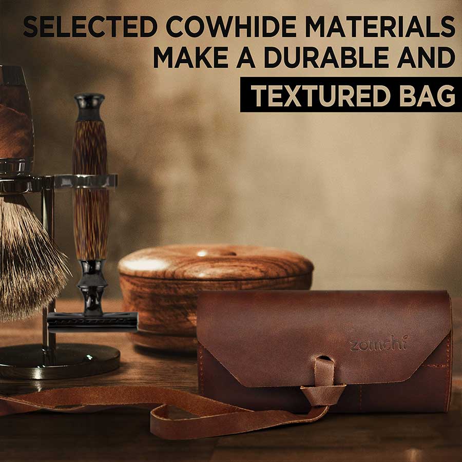 Selected Cowhide Materials Make A durable And Textured Razor Travel Case