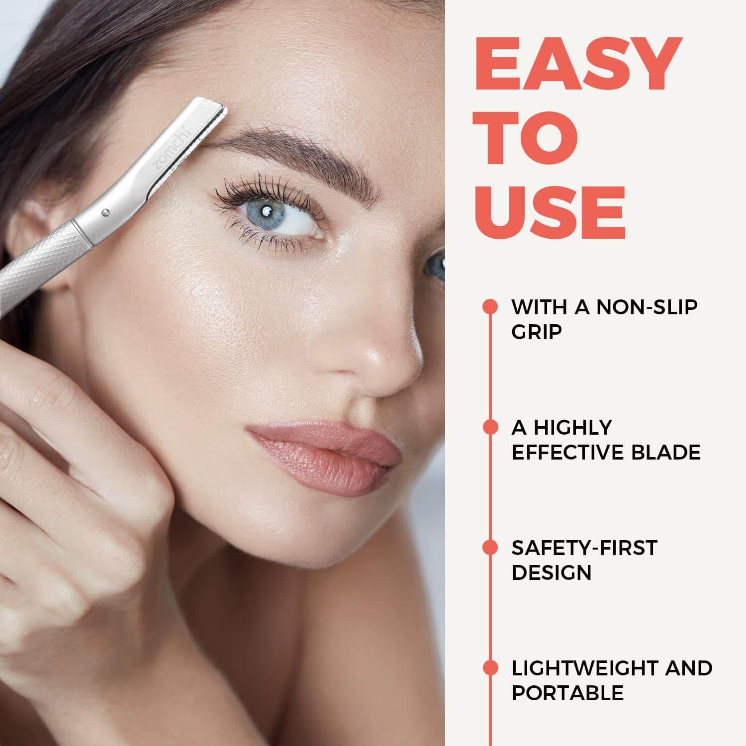 Eyebrow Trimmer Shaper with Precision Cover and 6 Blades (Silver