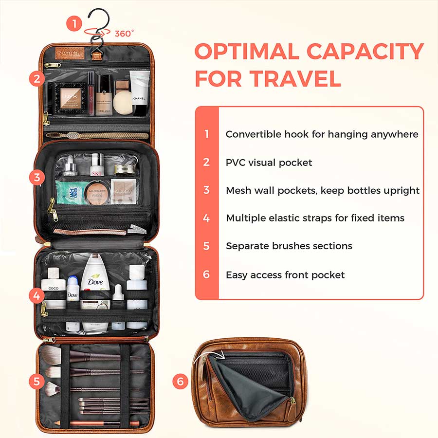 Hanging Toiletry Bag Optimal Capacity For Travel