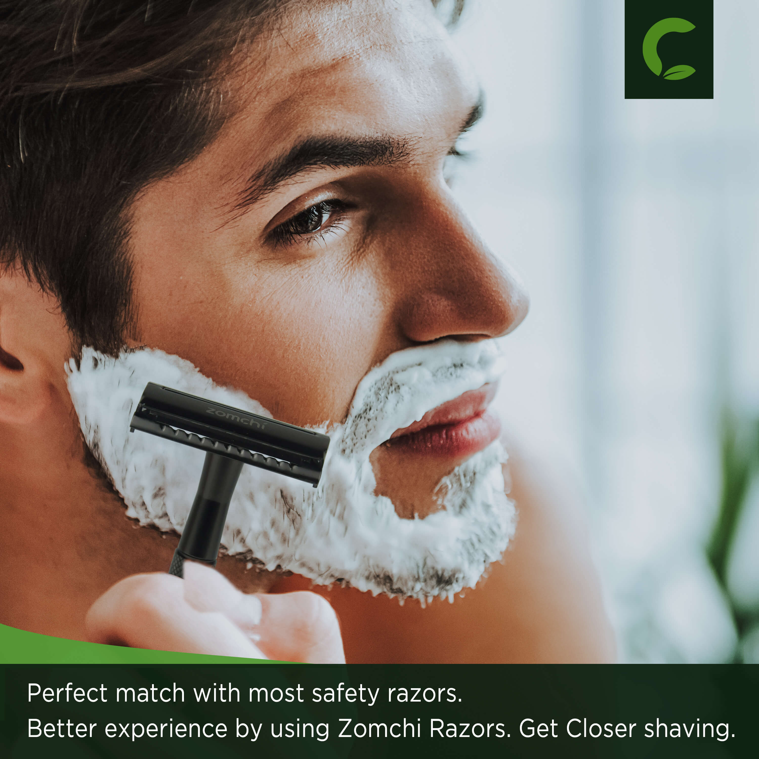 Perfect shaving with black safety razor for man