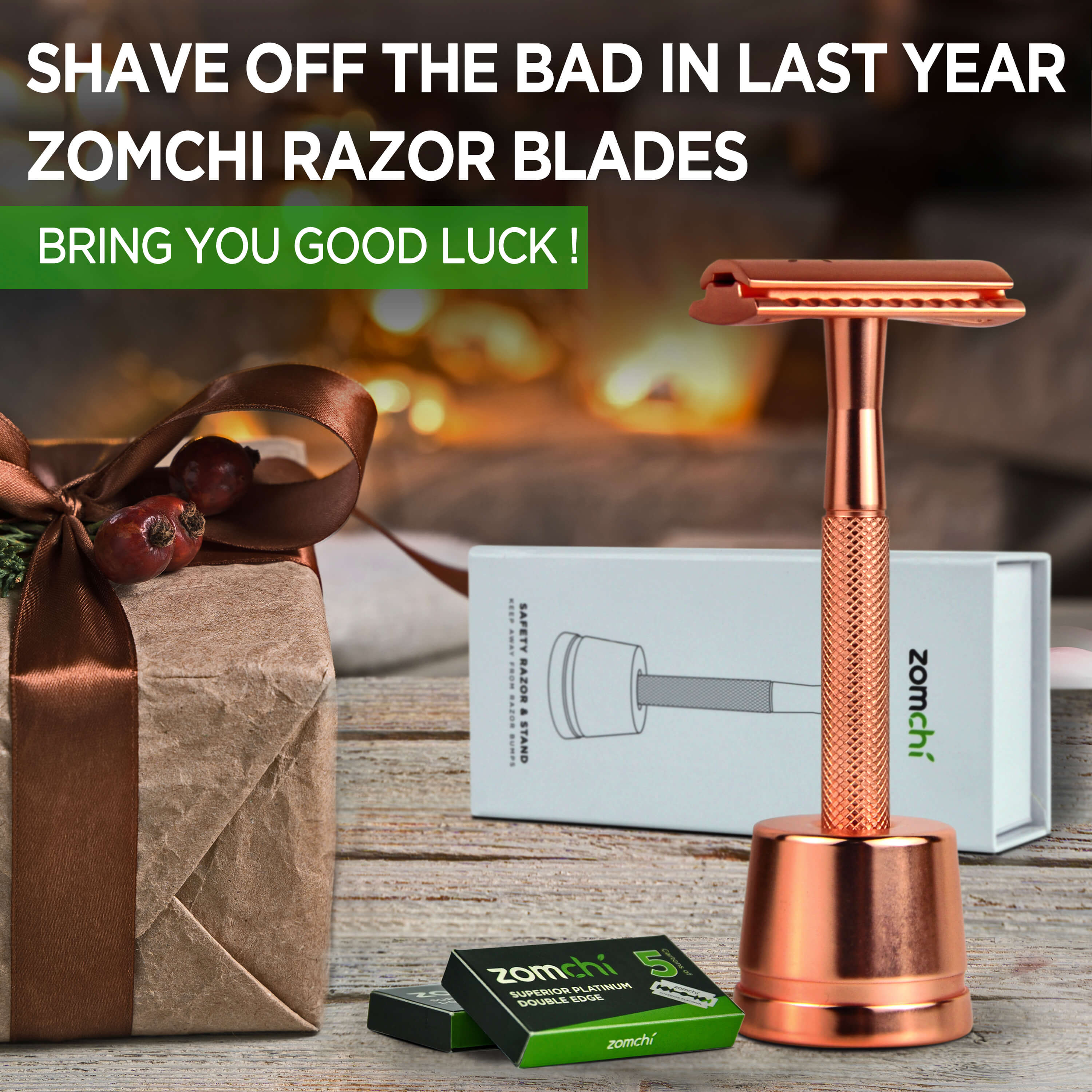 Rose Gold Reusable Safety Razor For Women Razor With A Metal Stand